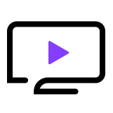 A purple triangle on a black background

Description automatically generated